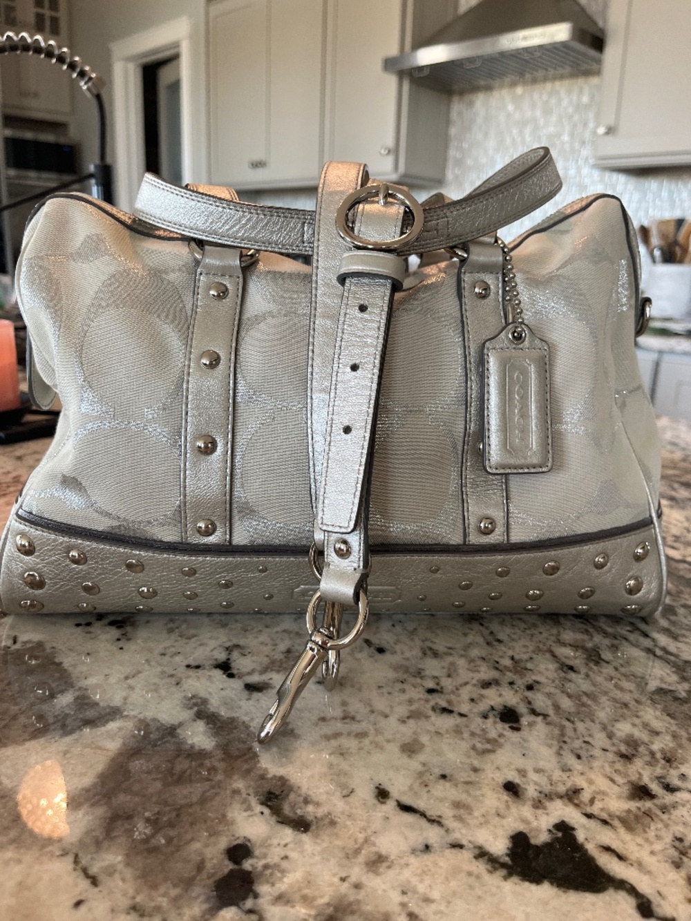 Coach Metallic silver bag